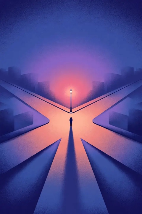 A crossroads in an empty city